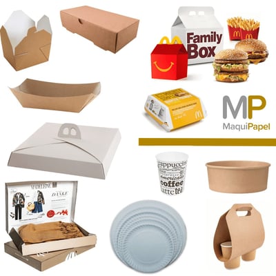 cajas de cartón para delivery, vasos y potes de cartón, bandejas y platos de cartón  