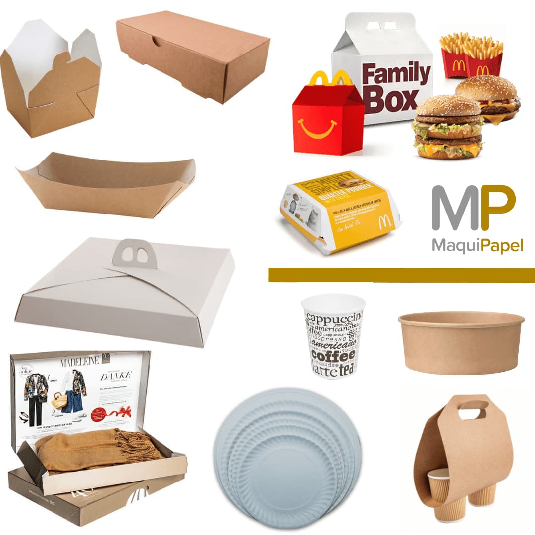 Fabricar cajas de cartón, envases de cartón, bandejas de cartón, vasos, bowls.