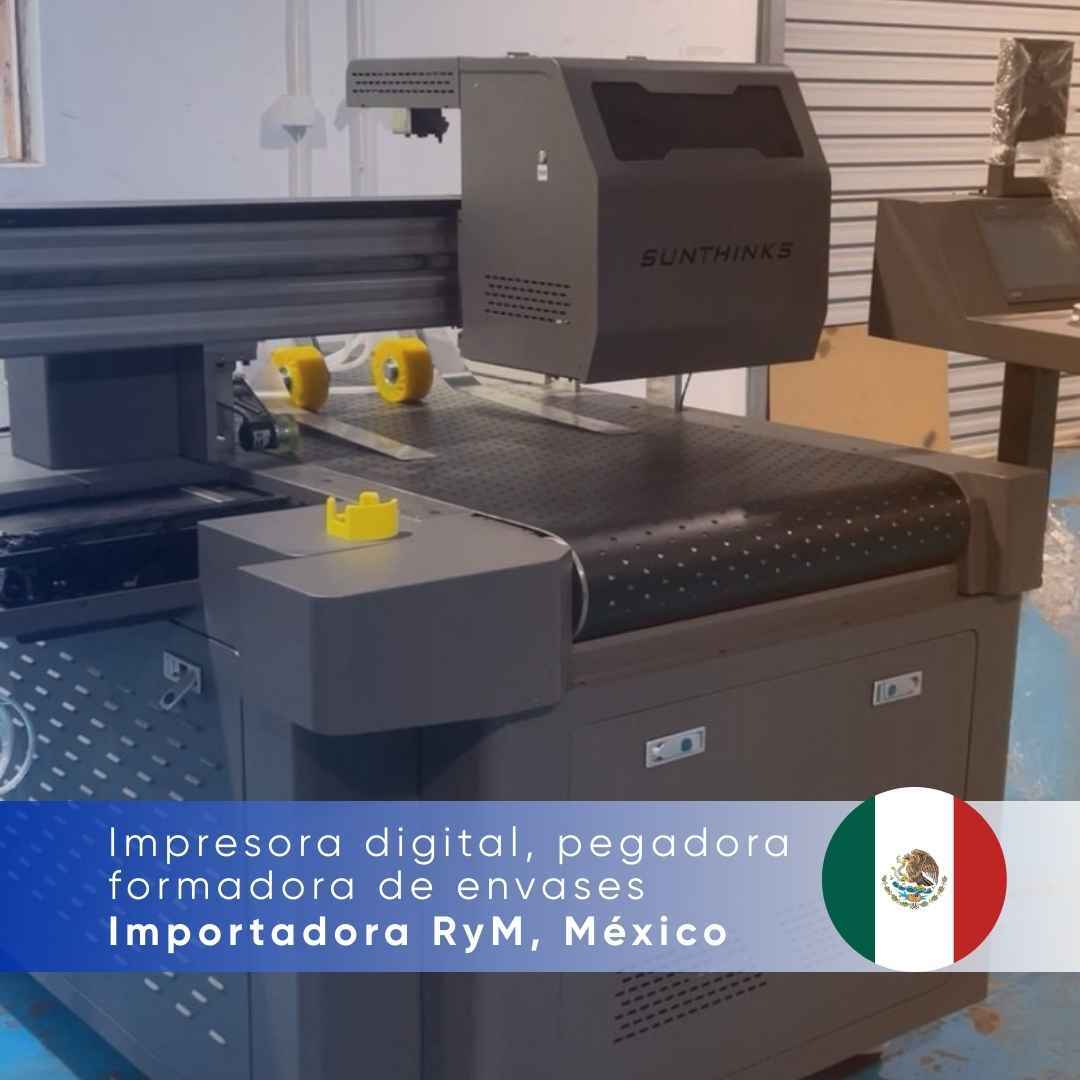 Impresora digital, pegadora formadora de envases Importadora RyM, México 